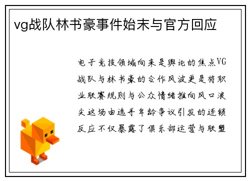 vg战队林书豪事件始末与官方回应
